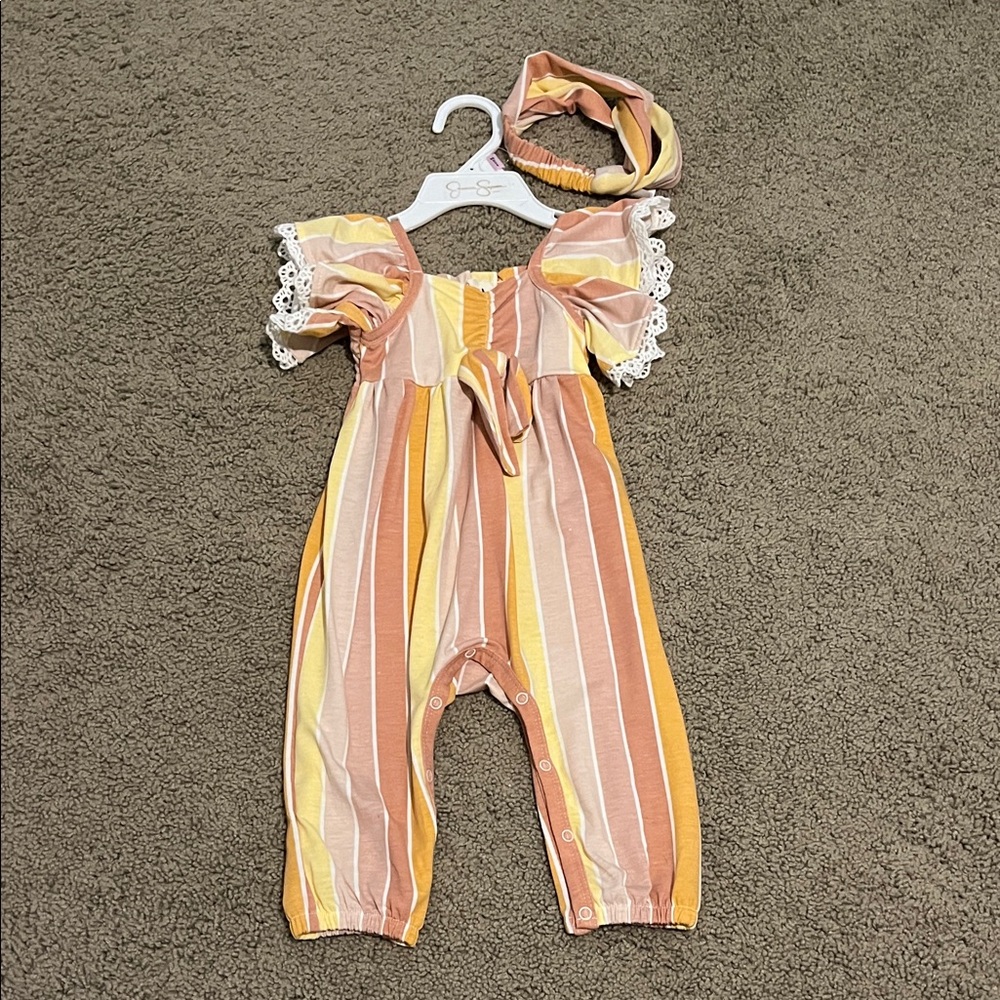 Jessica Simpson Peach and Yellow Striped Top